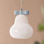 Traditional French Iron Ceramic Glass Gourd Pear Bow Tie 1-Light Pendant Light For Bedside