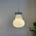 Traditional French Iron Ceramic Glass Gourd Pear Bow Tie 1-Light Pendant Light For Bedside