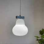 Traditional French Iron Ceramic Glass Gourd Pear Bow Tie 1-Light Pendant Light For Bedside