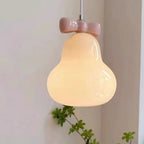 Traditional French Iron Ceramic Glass Gourd Pear Bow Tie 1-Light Pendant Light For Bedside