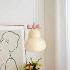 Traditional French Iron Ceramic Glass Gourd Pear Bow Tie 1-Light Pendant Light For Bedside