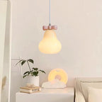 Traditional French Iron Ceramic Glass Gourd Pear Bow Tie 1-Light Pendant Light For Bedside