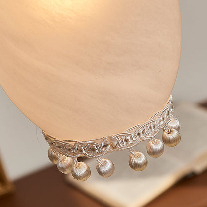 Traditional European Copper Glass Silk Wire Tassel Dome Oval 1-Light Pendant Light For Bedside