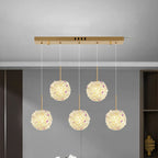 Modern Luxury Hardware Crystal Ball Hydrangea Liftable 1/2/3/5 Light Pendant Light For Bedside