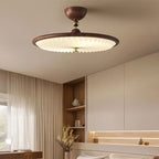 Traditional Vintage Iron Acrylic Round Pleated LED Semi-flush Mount Ceiling Light for Bedroom