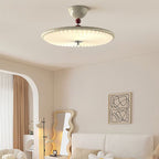Traditional Vintage Iron Acrylic Round Pleated LED Semi-flush Mount Ceiling Light for Bedroom