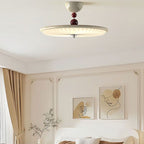 Traditional Vintage Iron Acrylic Round Pleated LED Semi-flush Mount Ceiling Light for Bedroom