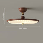 Traditional Vintage Iron Acrylic Round Pleated LED Semi-flush Mount Ceiling Light for Bedroom