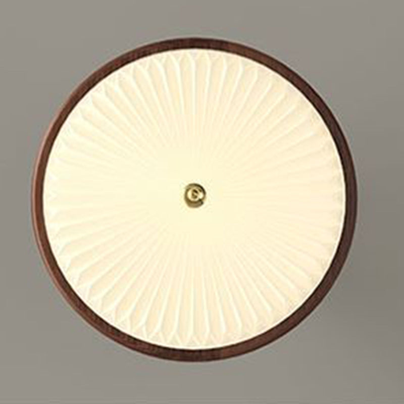 Traditional Vintage Iron Acrylic Round Pleated LED Semi-flush Mount Ceiling Light for Bedroom