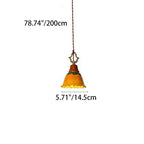 Traditional Japanese Ceramic Copper Wood Dome Floral 1-Light Pendant Light For Bedside