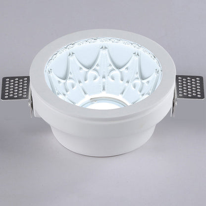 Traditional French Plaster Aluminum Round Carved Recessed 1-light Flush Mount Ceiling Light Spotlight for Hallway