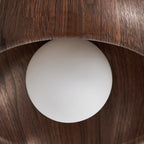 Contemporary Scandinavian Iron Glass Round Tart Wood Grain 1-light Flush Mount Ceiling Light for Hallway
