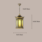 Traditional Chinese Waterproof Aluminum Alloy Imitation Marble Lantern Pergola 1-light Outdoor Pendant Light for Garden
