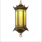 Traditional Chinese Waterproof Aluminum Alloy Imitation Marble Lantern Pergola 1-light Outdoor Pendant Light for Garden