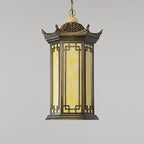 Traditional Chinese Waterproof Aluminum Alloy Imitation Marble Lantern Pergola 1-light Outdoor Pendant Light for Garden