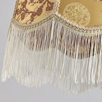 Traditional French Iron Fabric Dome Tassel Floral Embroidery 1-light Pendant Light for Dining Room