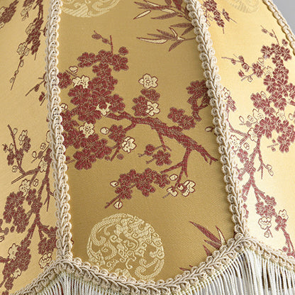 Traditional French Iron Fabric Dome Tassel Floral Embroidery 1-light Pendant Light for Dining Room