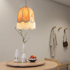 Traditional French Iron Fabric Dome Tassel Floral Embroidery 1-light Pendant Light for Dining Room