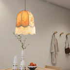Traditional French Iron Fabric Dome Tassel Floral Embroidery 1-light Pendant Light for Dining Room