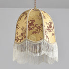 Traditional French Iron Fabric Dome Tassel Floral Embroidery 1-light Pendant Light for Dining Room
