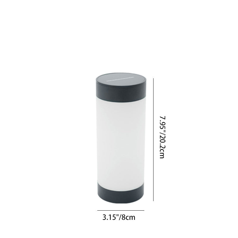 Modern Minimalist Solar Waterproof Stainless Steel Plastic Glass Cylinder Portable LED Outdoor Table Lamp For Outdoor Patio Lumendat
