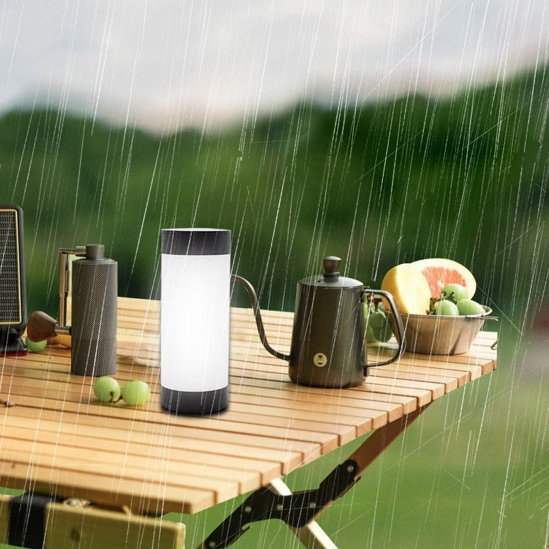 Modern Minimalist Solar Waterproof Stainless Steel Plastic Glass Cylinder Portable LED Outdoor Table Lamp For Outdoor Patio Lumendat