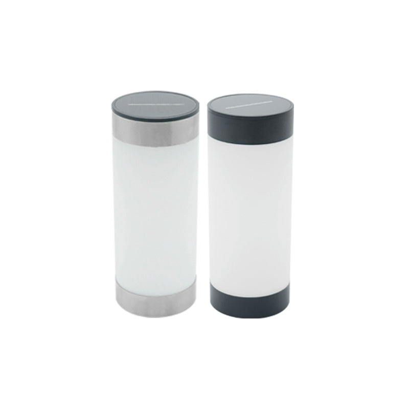 Modern Minimalist Solar Waterproof Stainless Steel Plastic Glass Cylinder Portable LED Outdoor Table Lamp For Outdoor Patio Lumendat