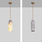 Traditional Chinese Brass Marble Ball Cylinder 1-Light Pendant Light For Bedside