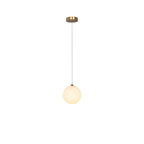 Traditional Chinese Brass Marble Ball Cylinder 1-Light Pendant Light For Bedside