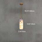 Traditional Chinese Brass Marble Ball Cylinder 1-Light Pendant Light For Bedside