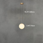 Traditional Chinese Brass Marble Ball Cylinder 1-Light Pendant Light For Bedside