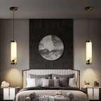 Traditional Chinese Brass Mable Cylinder Lotus Orchid Plum Blossom Bamboo LED Pendant Light Spotlight For Bedside