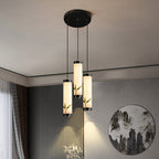 Traditional Chinese Brass Mable Cylinder Lotus Orchid Plum Blossom Bamboo LED Pendant Light Spotlight For Bedside