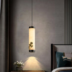 Traditional Chinese Brass Mable Cylinder Lotus Orchid Plum Blossom Bamboo LED Pendant Light Spotlight For Bedside