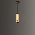 Traditional Chinese Brass Mable Cylinder Lotus Orchid Plum Blossom Bamboo LED Pendant Light Spotlight For Bedside