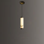 Traditional Chinese Brass Mable Cylinder Lotus Orchid Plum Blossom Bamboo LED Pendant Light Spotlight For Bedside