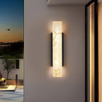 Traditional Chinese Waterproof Imitation Marble Stainless Steel Rectangular LED Wall Sconce Lamp For Outdoor Patio