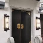 Traditional Chinese Solar Waterproof ABS Aluminum Glass Rectangular Happiness Wealth Pattern LED Wall Sconce Lamp For Outdoor Patio