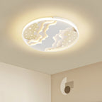 Contemporary Nordic Iron Acrylic Starry Sky Ocean Round Square Rectangular LED Flush Mount Ceiling Light For Bedroom