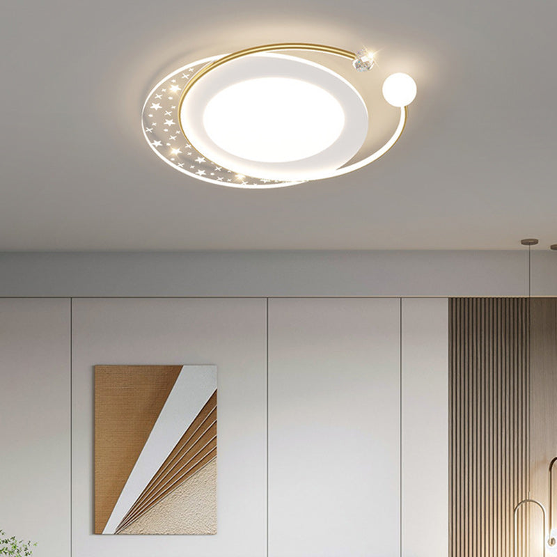 Contemporary Nordic Iron Acrylic Star Round Square Oval Moon Rectangular LED Flush Mount Ceiling Light For Living Room Lumendat