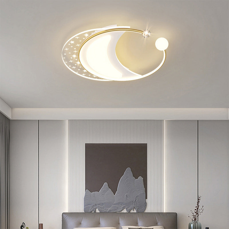 Contemporary Nordic Iron Acrylic Star Round Square Oval Moon Rectangular LED Flush Mount Ceiling Light For Living Room Lumendat