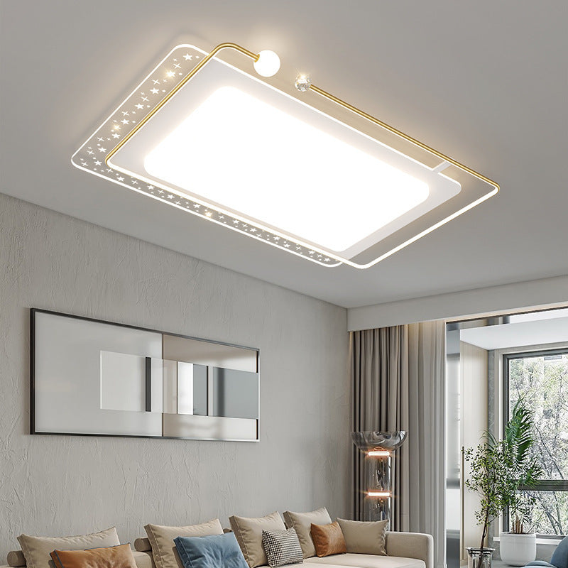 Contemporary Nordic Iron Acrylic Star Round Square Oval Moon Rectangular LED Flush Mount Ceiling Light For Living Room Lumendat