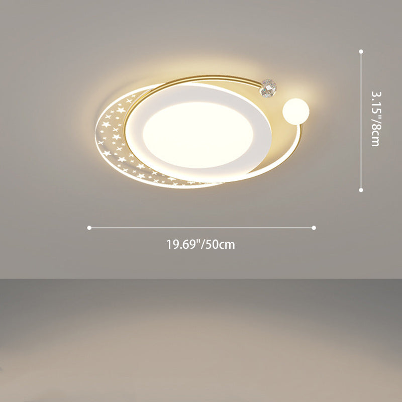 Contemporary Nordic Iron Acrylic Star Round Square Oval Moon Rectangular LED Flush Mount Ceiling Light For Living Room Lumendat