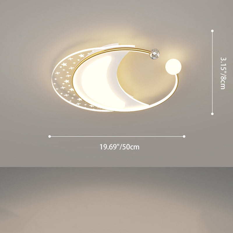 Contemporary Nordic Iron Acrylic Star Round Square Oval Moon Rectangular LED Flush Mount Ceiling Light For Living Room Lumendat