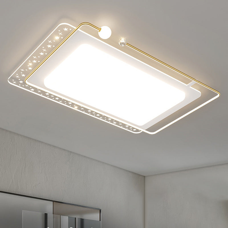 Contemporary Nordic Iron Acrylic Star Round Square Oval Moon Rectangular LED Flush Mount Ceiling Light For Living Room Lumendat