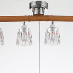 Contemporary Retro Aluminum Wood Acrylic Cylinder Zipper Foldable 4-Light Semi-Flush Mount Ceiling Light For Dining Room
