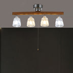 Contemporary Retro Aluminum Wood Acrylic Cylinder Zipper Foldable 4-Light Semi-Flush Mount Ceiling Light For Dining Room