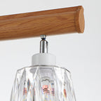 Contemporary Retro Aluminum Wood Acrylic Cylinder Zipper Foldable 4-Light Semi-Flush Mount Ceiling Light For Dining Room