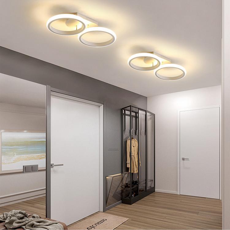 Modern Minimalist Iron Silica Circular Square LED Semi-Flush Mount Ceiling Light For Hallway