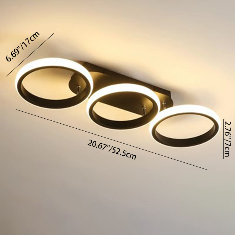 Modern Minimalist Iron Silica Circular Square LED Semi-Flush Mount Ceiling Light For Hallway